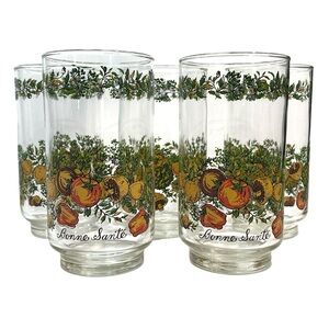 Vintage 1970s Libbey "Spice of Life" Drinking Glass Set (5) - Mid-Century Modern